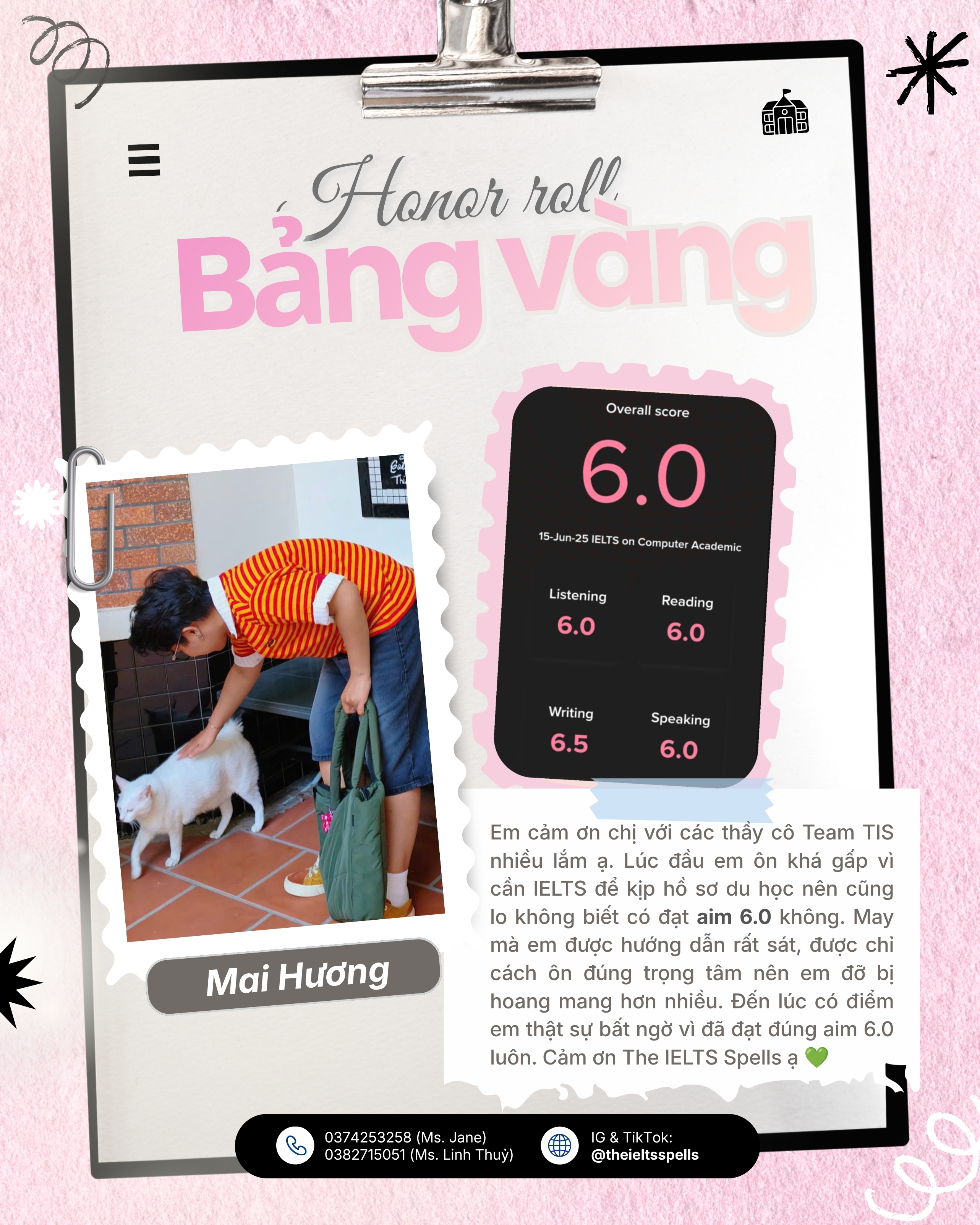 Bảng vàng vinh danh Mai Hương